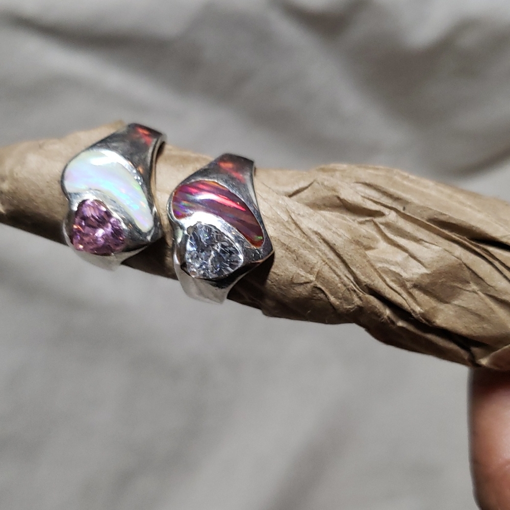 Two Rings is Better than One! .925 Silver Heart Rings (29) - Picture 2 of 5